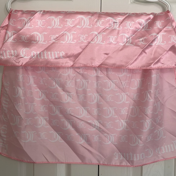 Juicy Couture pink and white satin square scarf - Picture 2 of 4